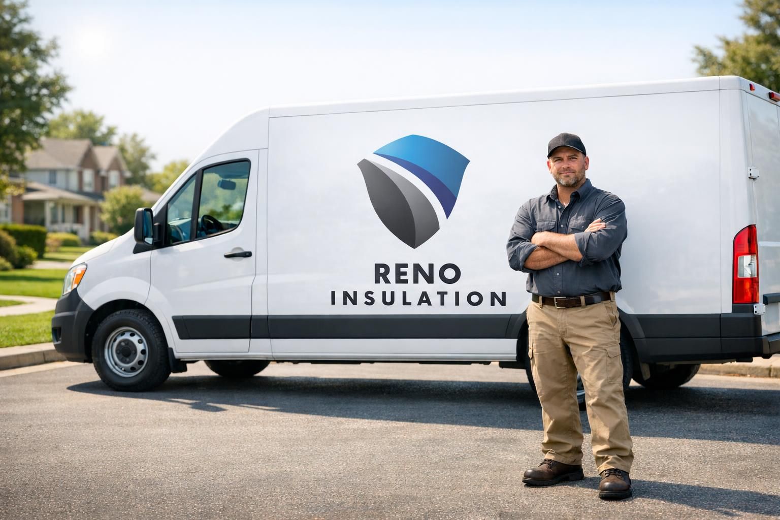 Insulation contractor working in a Reno, NV home